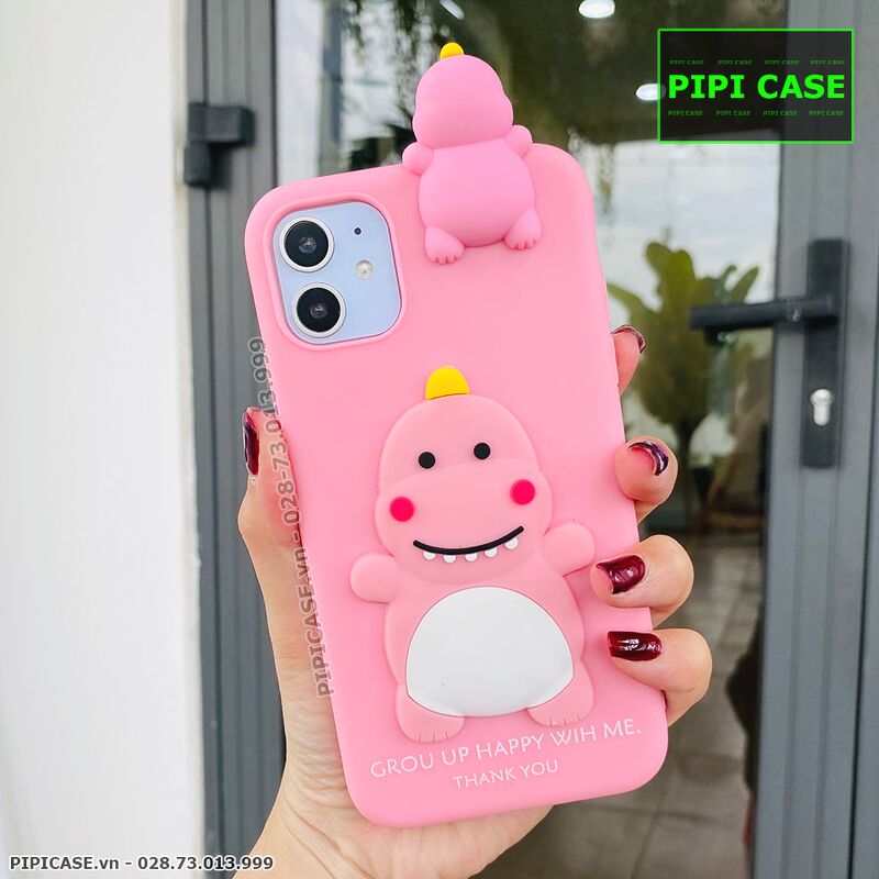 Ốp Lưng iPhone 11 - Khủng Long - Hồng