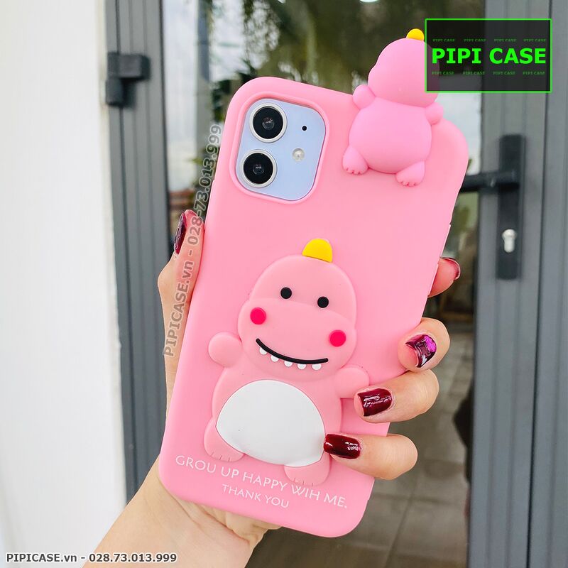 Ốp Lưng iPhone 11 - Khủng Long - Hồng