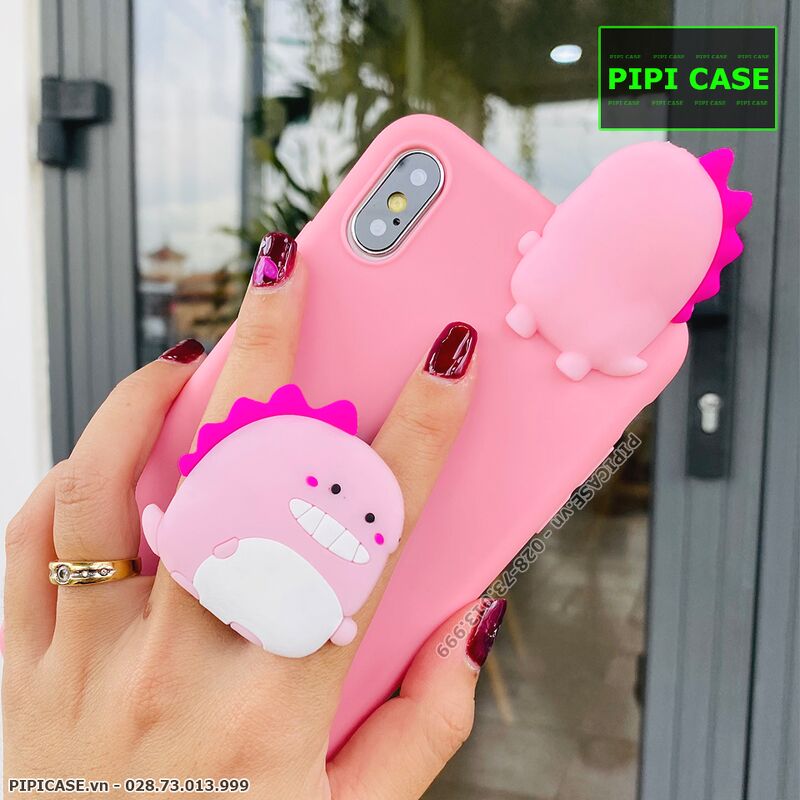 Ốp Lưng iPhone X / XS - Pop Khủng Long - Hồng