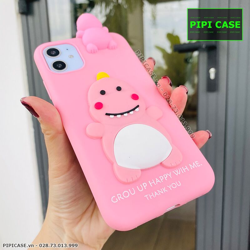 Ốp Lưng iPhone 11 - Khủng Long - Hồng
