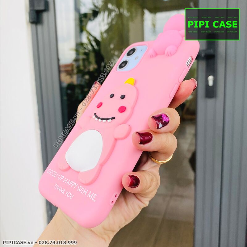 Ốp Lưng iPhone 11 - Khủng Long - Hồng