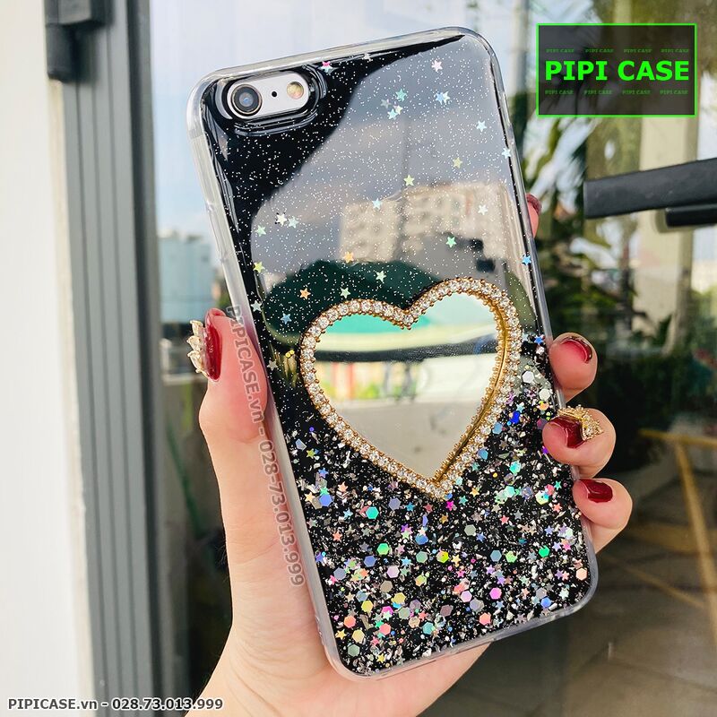 Ốp Lưng iPhone 6 Plus / 6S Plus - Gương Tim - Đen