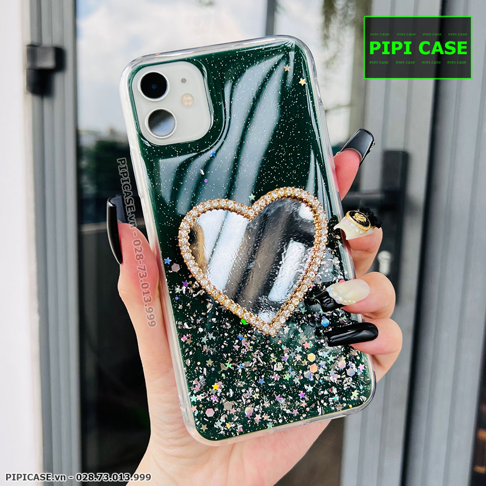 Ốp Lưng iPhone 11 - Gương Tim - Xanh Lá