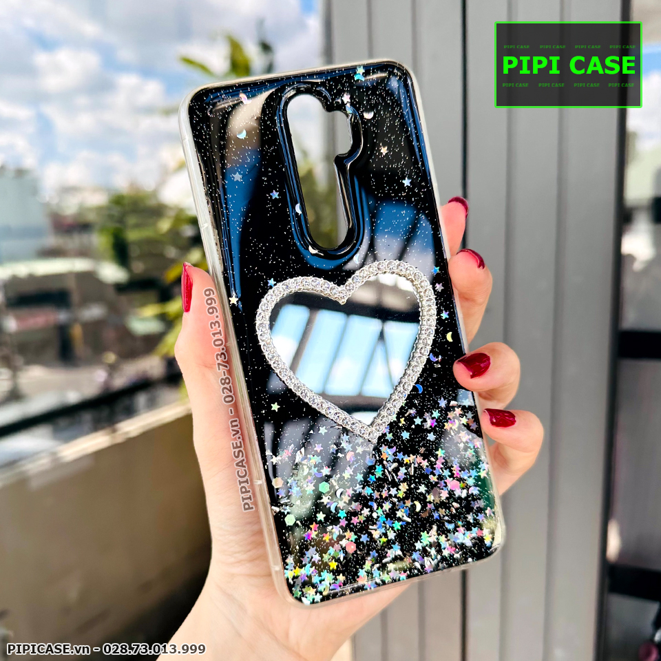 Ốp Lưng Oppo A5 2020 / A9 2020 - Gương Tim - Đen