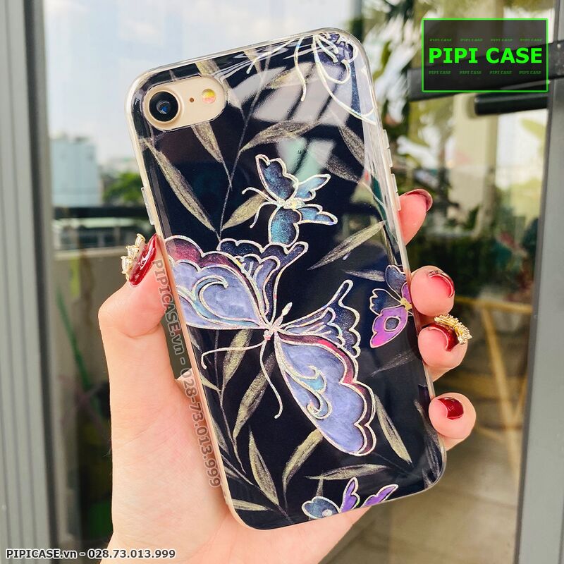 Ốp Lưng iPhone 7 / 8 - Hoa Xuân - Đen
