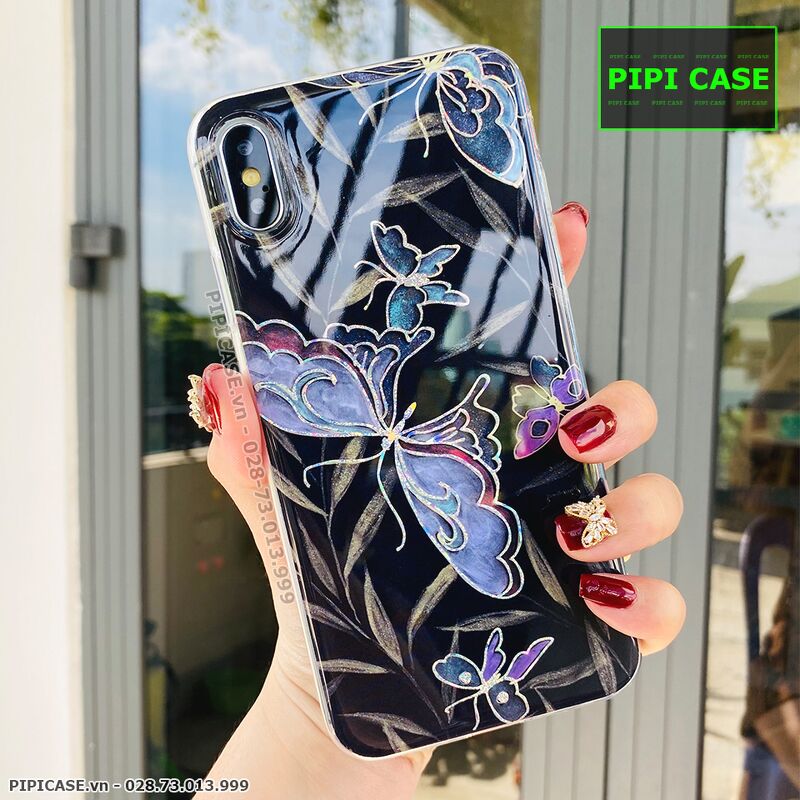 Ốp Lưng iPhone X / XS - Hoa Xuân - Đen