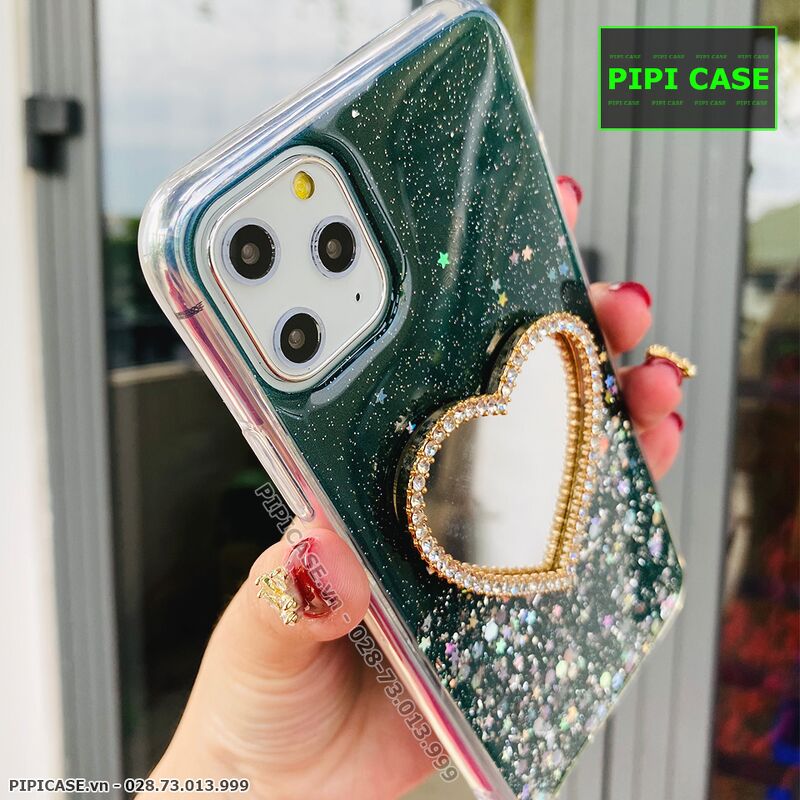 Ốp Lưng iPhone 11 Pro Max - Gương Tim - Xanh Lá