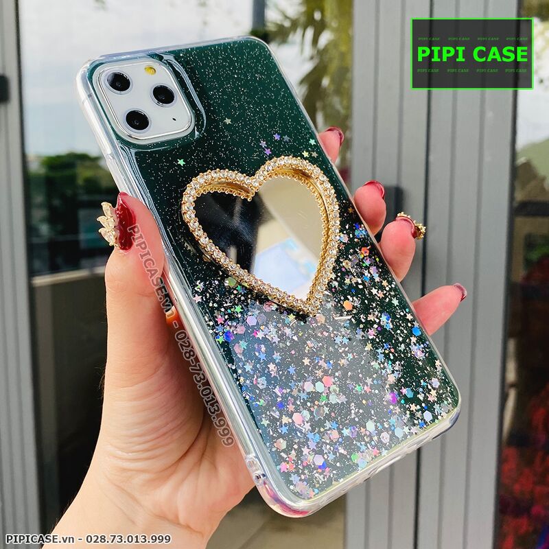 Ốp Lưng iPhone 11 Pro Max - Gương Tim - Xanh Lá