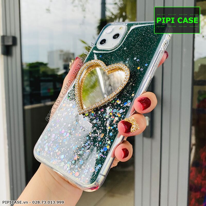 Ốp Lưng iPhone 11 Pro Max - Gương Tim - Xanh Lá