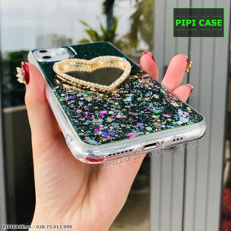 Ốp Lưng iPhone 11 Pro Max - Gương Tim - Xanh Lá