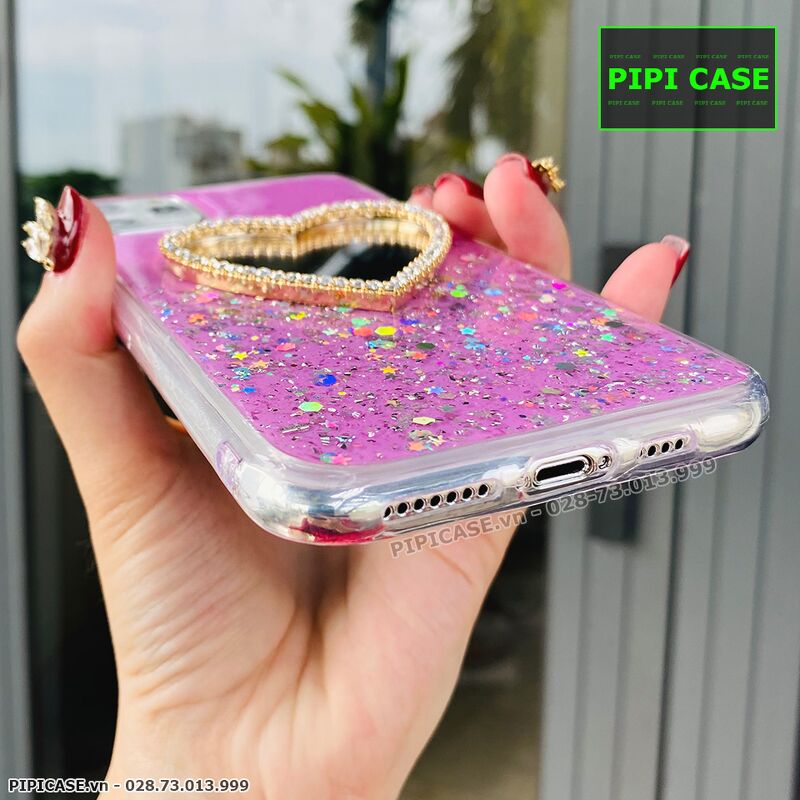 Ốp Lưng iPhone 11 Pro Max - Gương Tim - Hồng