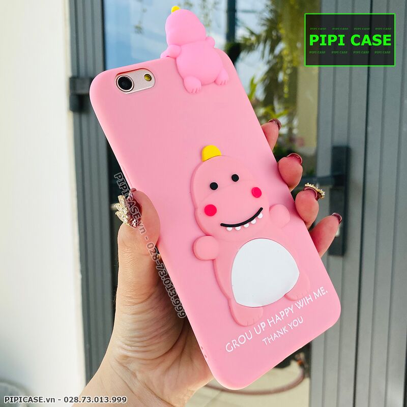 Ốp Lưng Oppo F1s - Khủng Long - Hồng
