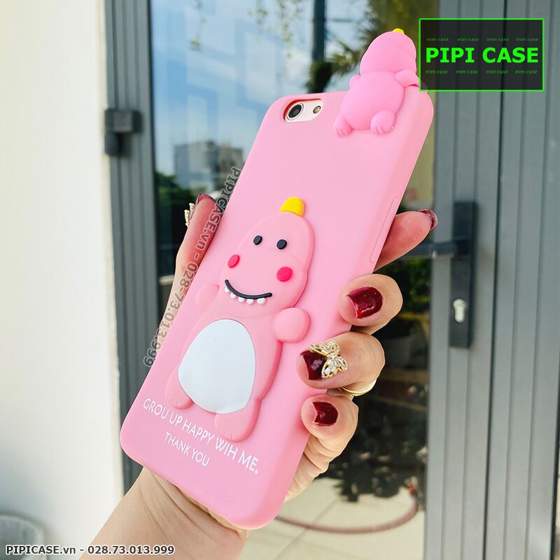 Ốp Lưng Oppo F1s - Khủng Long - Hồng