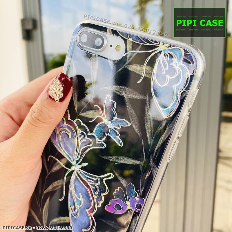 Ốp Lưng iPhone 7 Plus / 8 Plus - Hoa Xuân - Đen