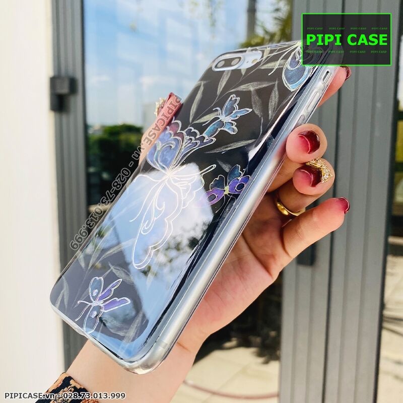 Ốp Lưng iPhone 7 Plus / 8 Plus - Hoa Xuân - Đen