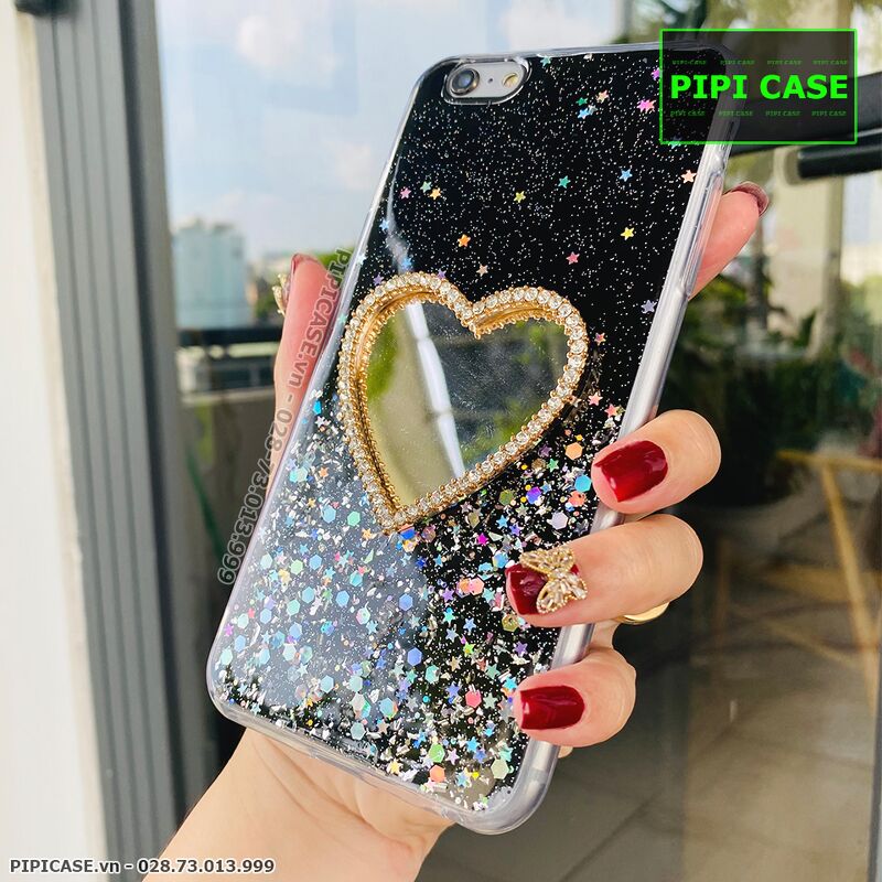 Ốp Lưng iPhone 6 Plus / 6S Plus - Gương Tim - Đen