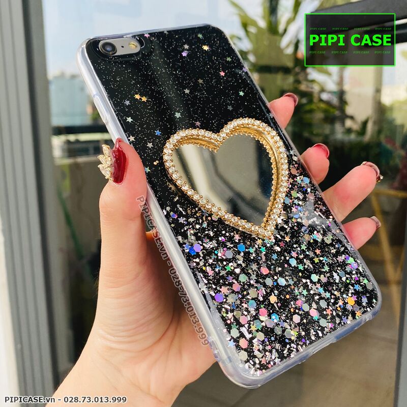 Ốp Lưng iPhone 6 Plus / 6S Plus - Gương Tim - Đen