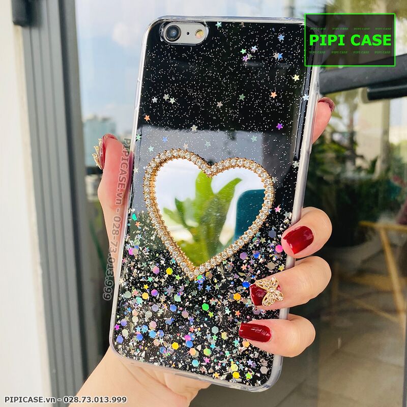 Ốp Lưng iPhone 6 Plus / 6S Plus - Gương Tim - Đen