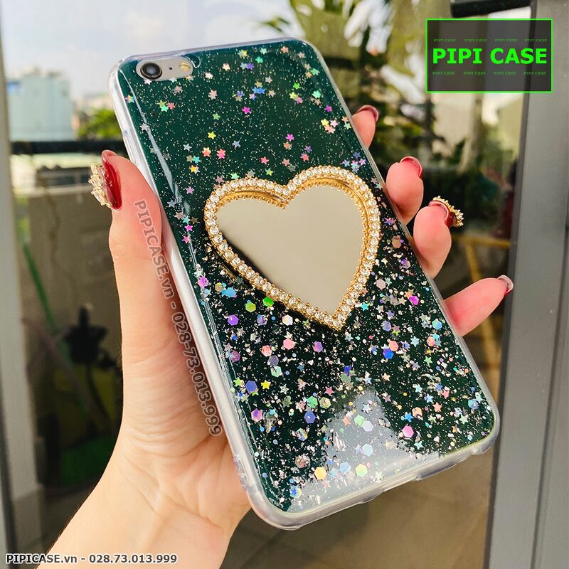 Ốp Lưng iPhone 6 Plus / 6S Plus - Gương Tim - Xanh Lá
