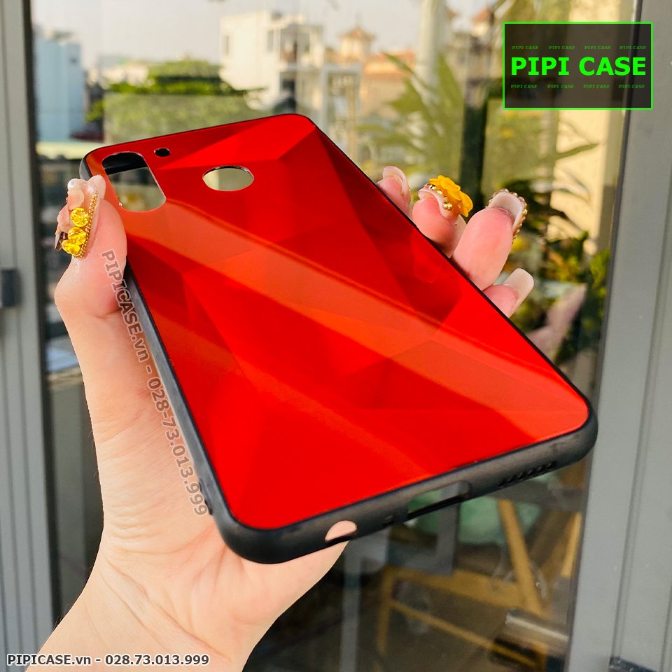 Ốp Lưng Samsung A21 - Kim Cương 6D - Đỏ