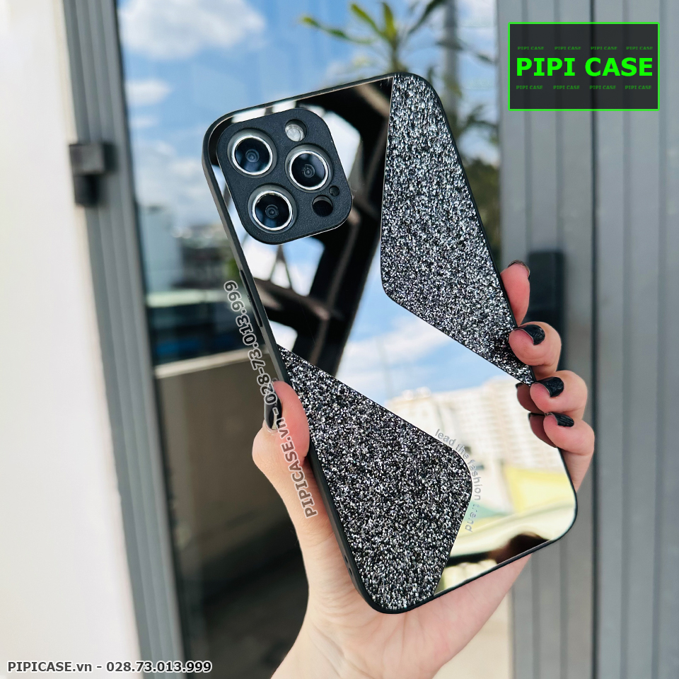 Ốp Lưng iPhone 12 Pro Max - Glitter Mirror - Đen