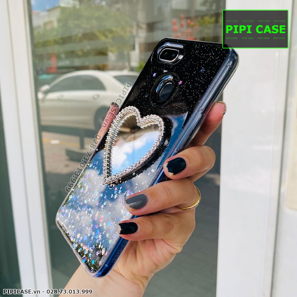 Ốp Lưng Oppo F9 - Gương Tim - Đen