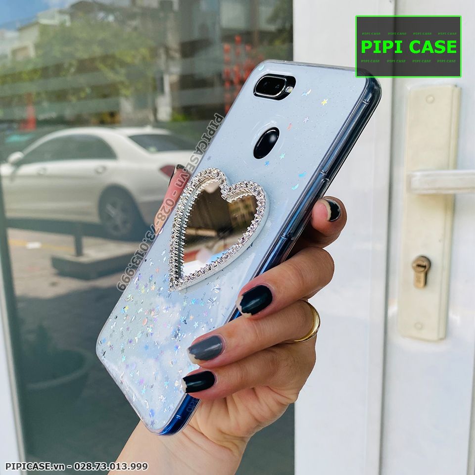 Ốp Lưng Oppo F9 - Gương Tim - Trắng