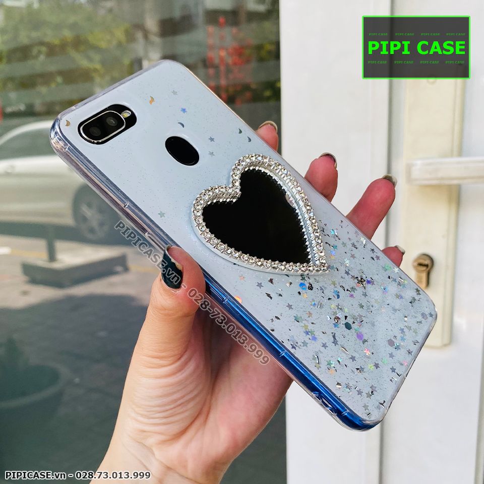 Ốp Lưng Oppo F9 - Gương Tim - Trắng