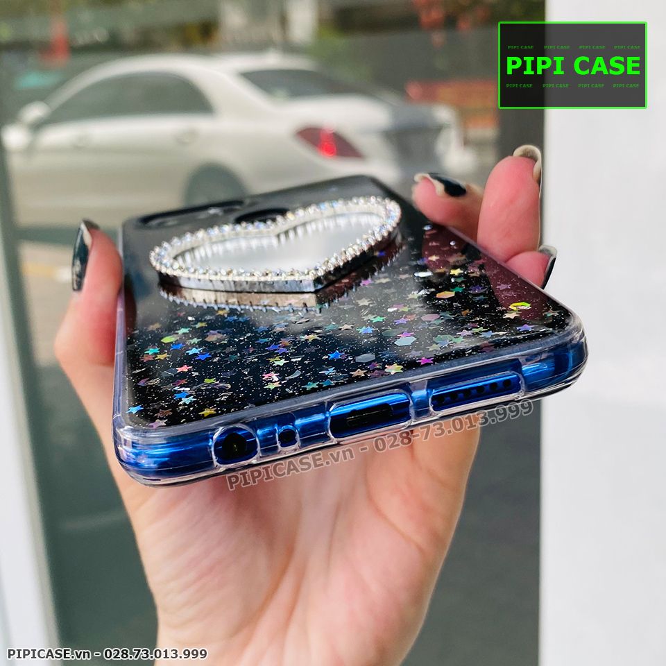 Ốp Lưng Oppo F9 - Gương Tim - Đen