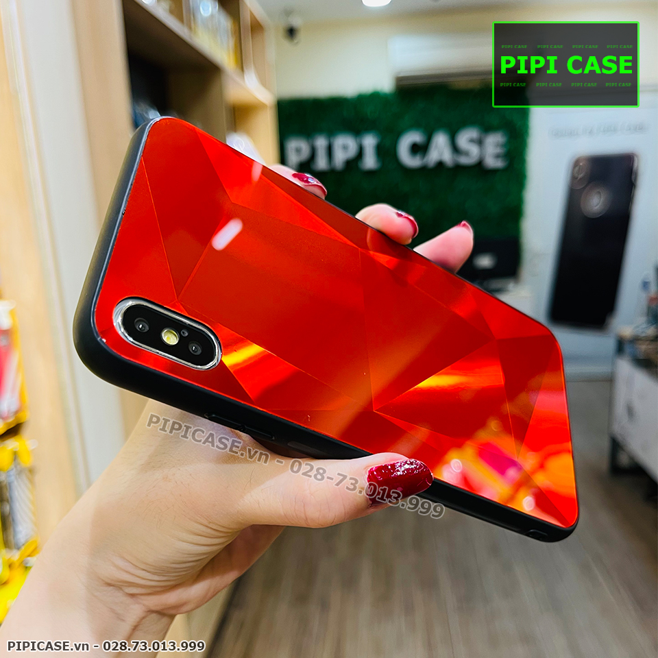 Ốp Lưng iPhone XS Max - Kim Cương 6D - Đỏ