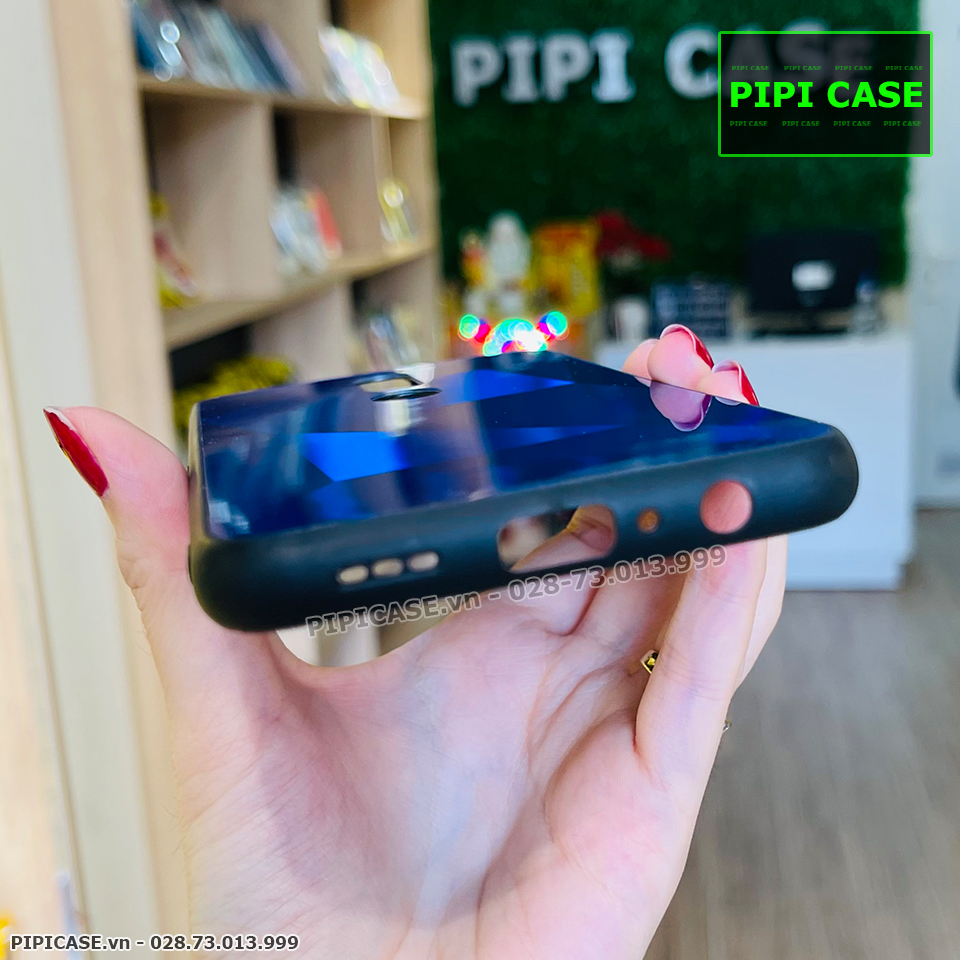 Ốp Lưng Oppo F11 Pro - Kim Cương 6D - Xanh