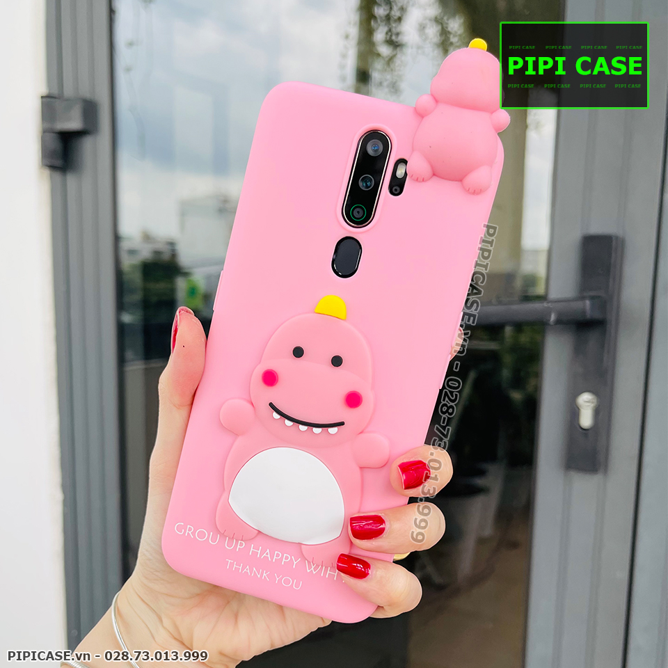 Ốp Lưng Oppo A5 2020 / A9 2020 - Khủng Long - Hồng