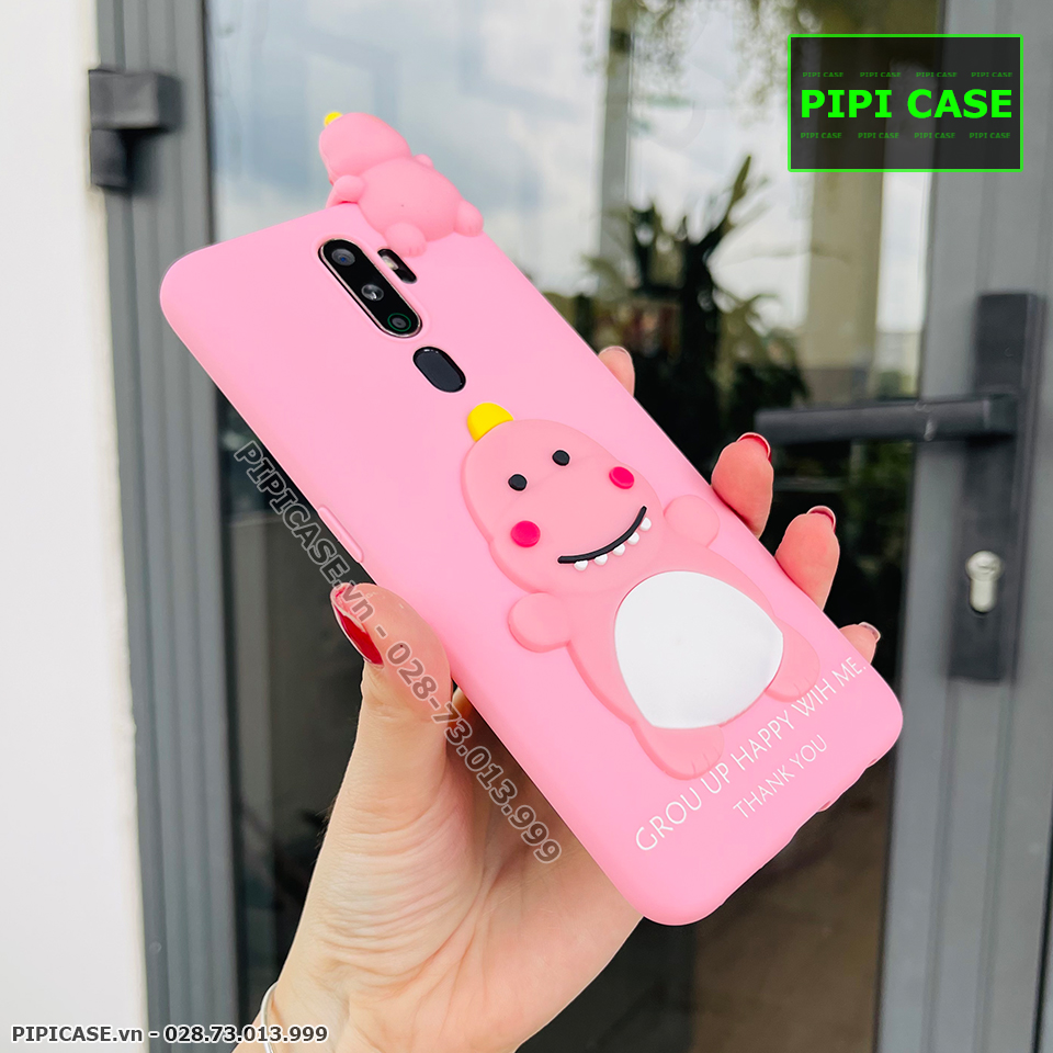 Ốp Lưng Oppo A5 2020 / A9 2020 - Khủng Long - Hồng