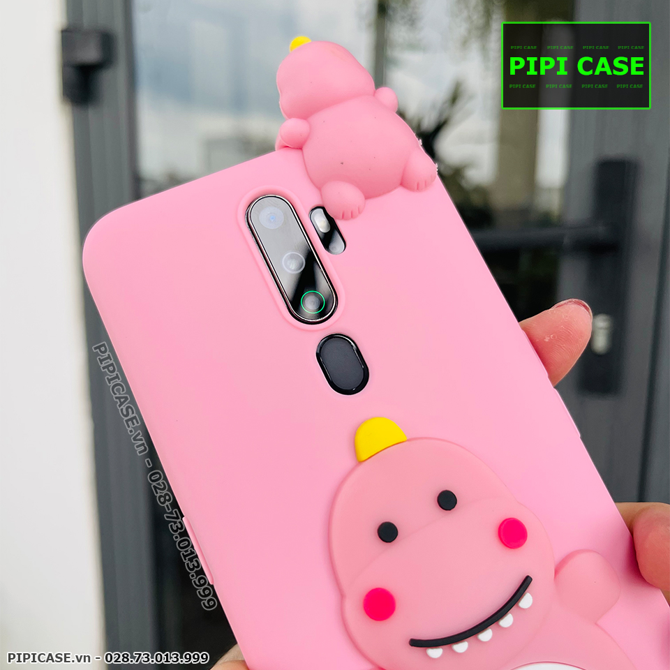 Ốp Lưng Oppo A5 2020 / A9 2020 - Khủng Long - Hồng