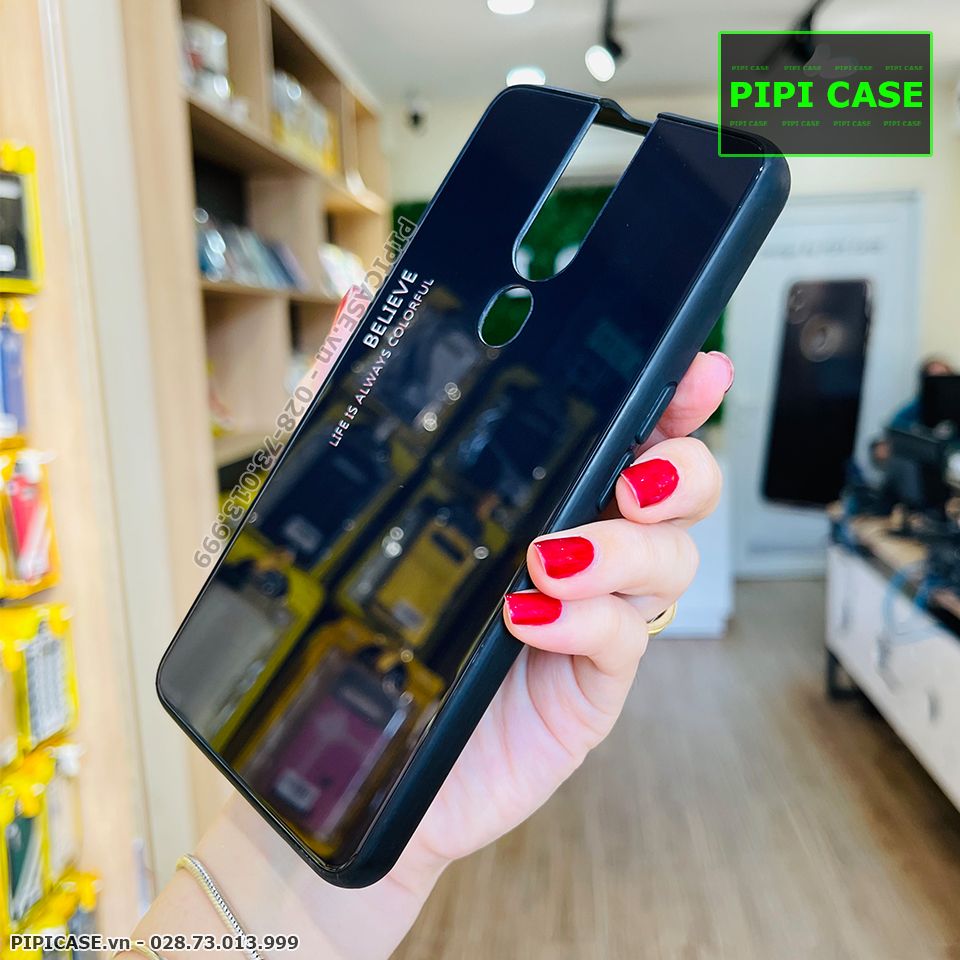 Ốp Lưng Oppo F11 Pro - Glass Two Color - Đen