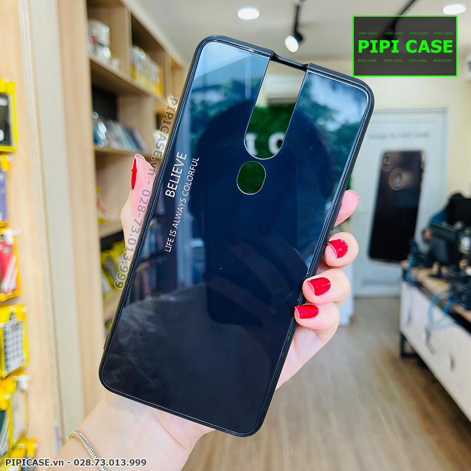 Ốp Lưng Oppo F11 Pro - Glass Two Color - Đen