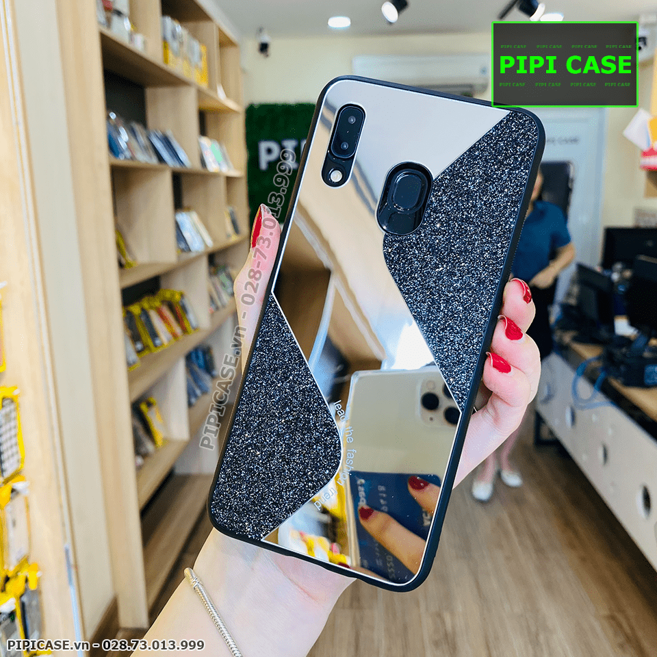 Ốp Lưng Samsung A20 / A30 - Glitter Mirror - Đen