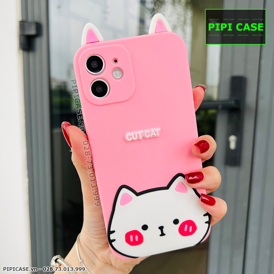 Ốp Lưng iPhone 12 - HH Cat - Hồng