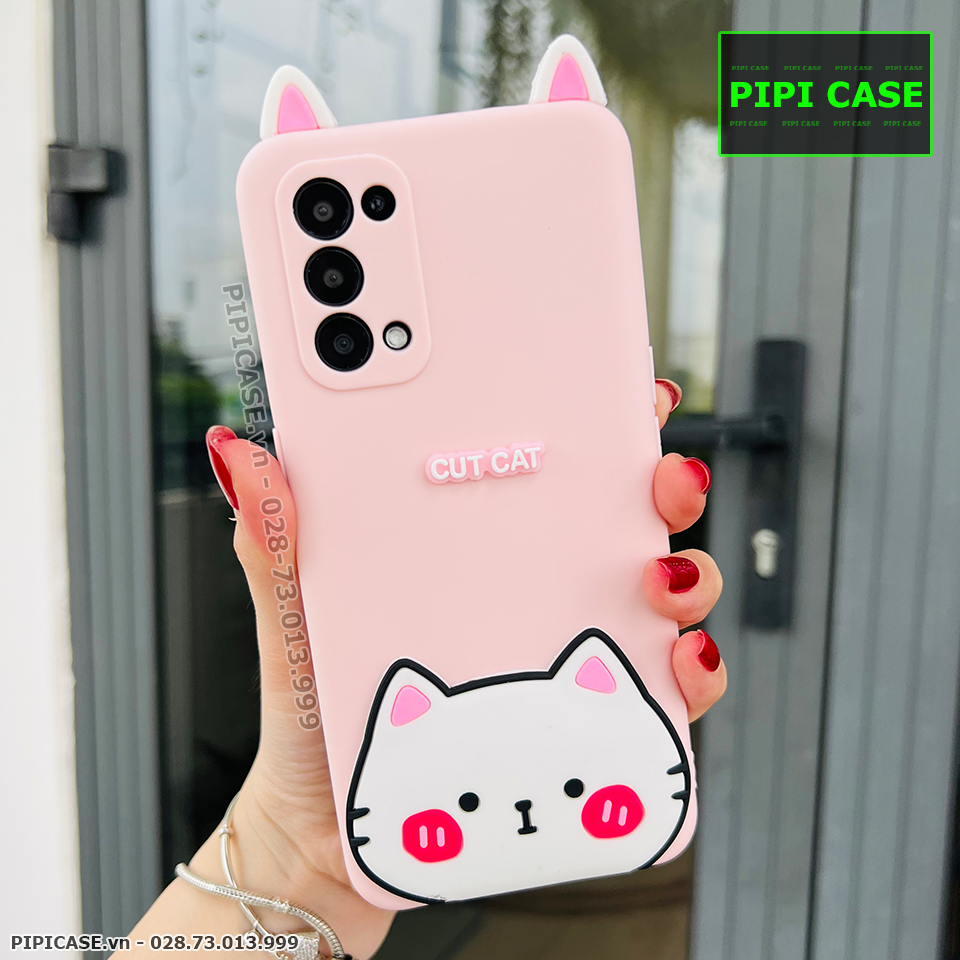Ốp Lưng Oppo Reno 5 - HH Cat - Hồng