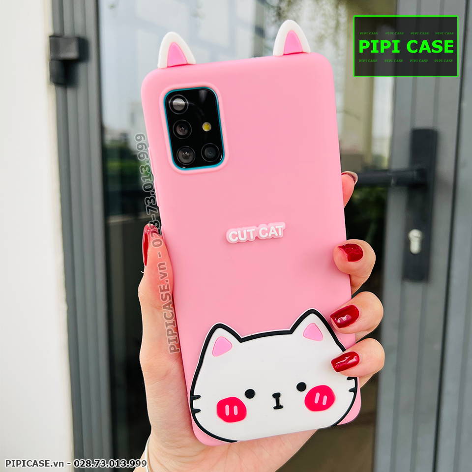 Ốp Lưng Samsung A71 - HH Cat - Hồng