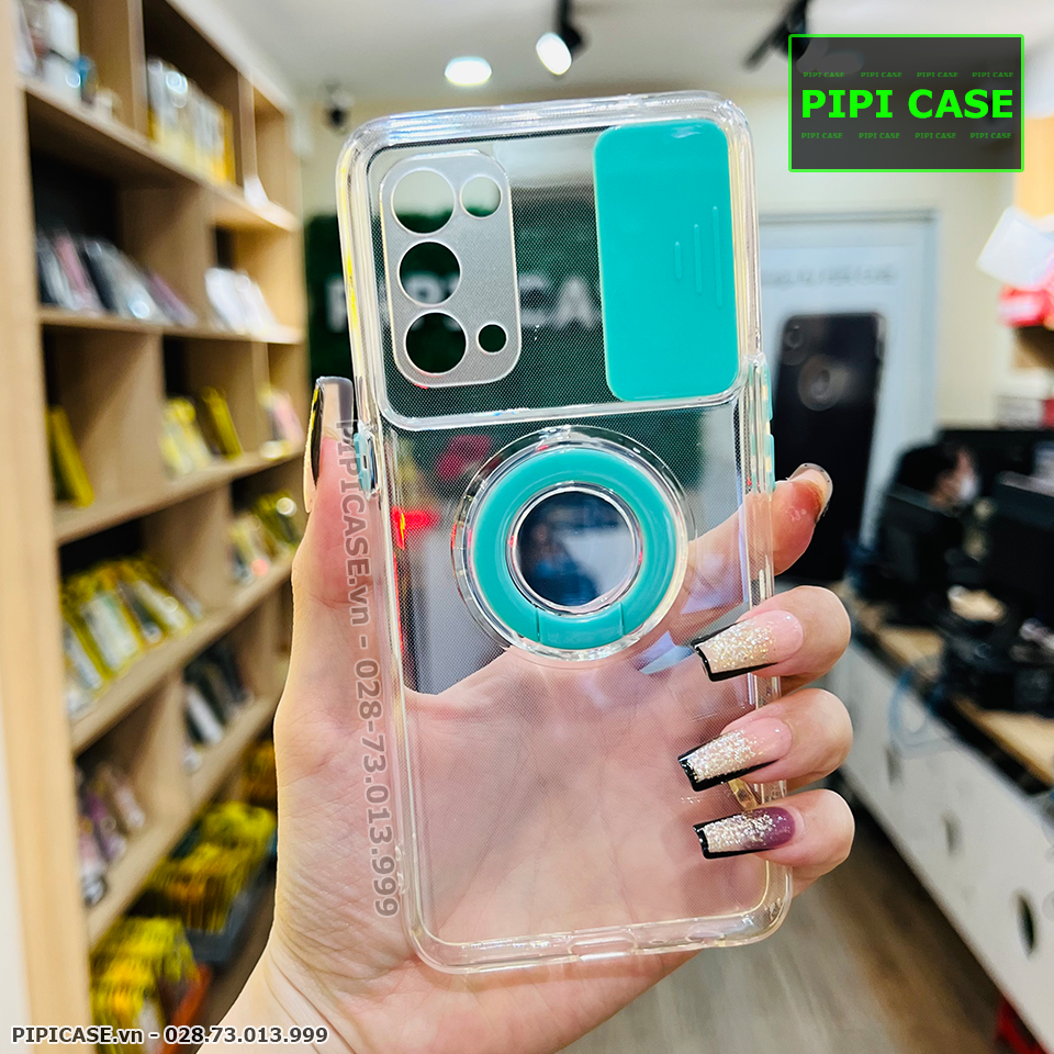 Ốp Lưng Oppo Reno 5 - Pink Bear - Xanh Mint