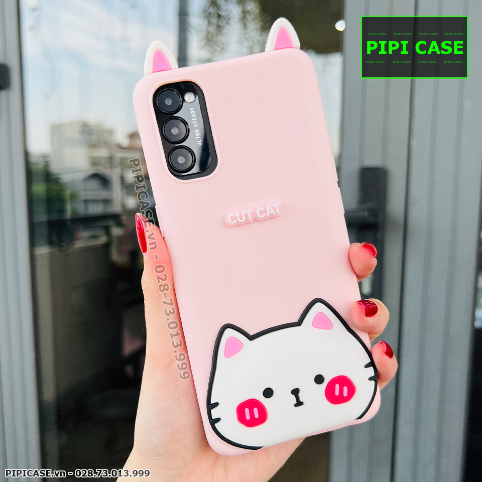 Ốp Lưng Oppo Reno 4 - HH Cat - Hồng