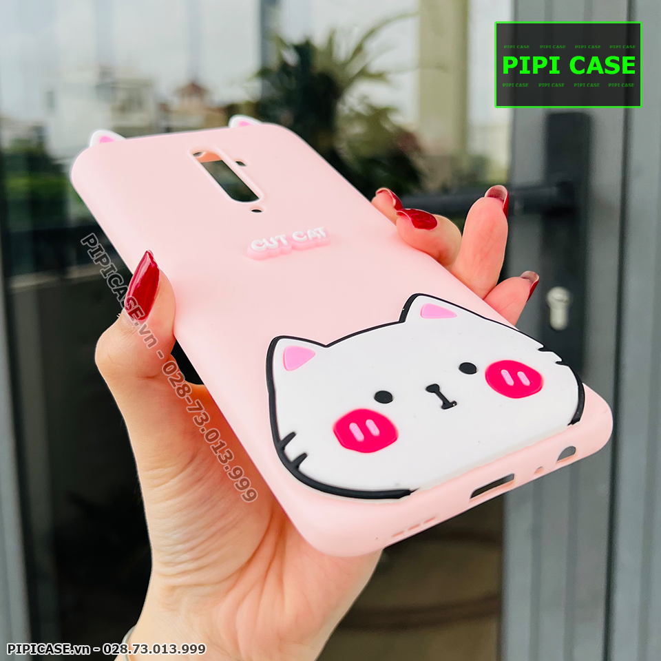 Ốp Lưng Oppo Reno 2F - HH Cat - Hồng