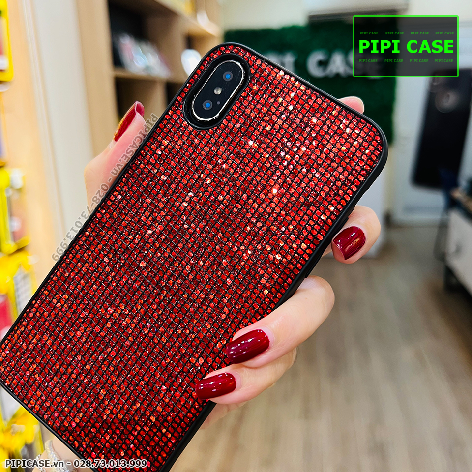 Ốp Lưng iPhone X / XS - Kim Tuyến - Đỏ