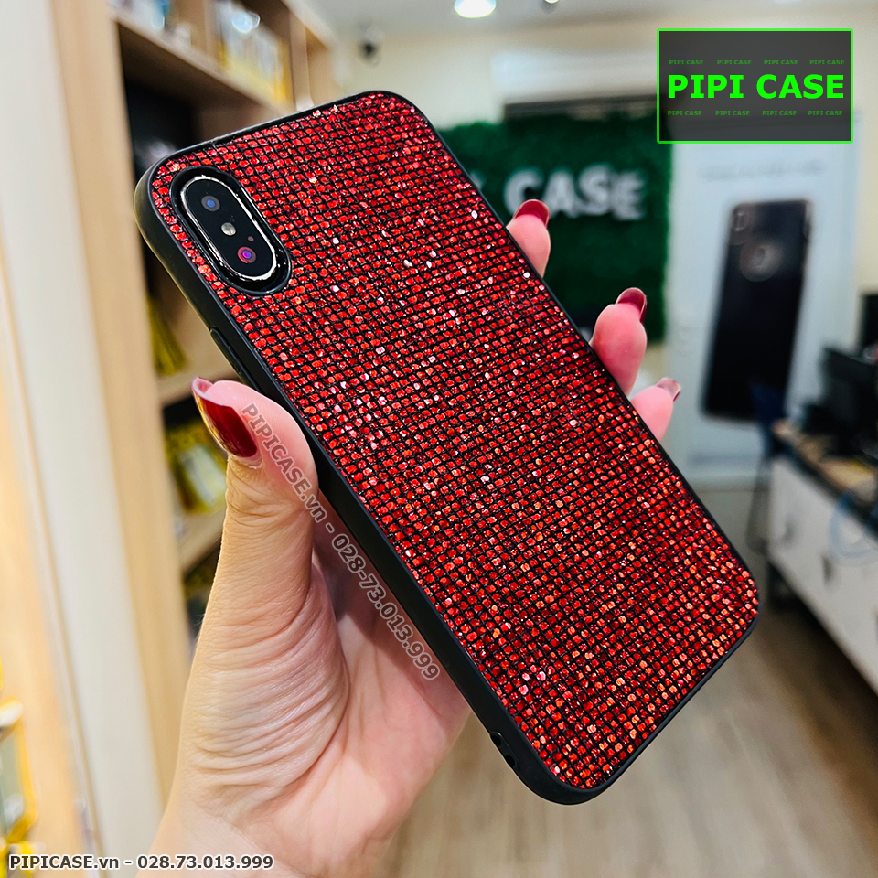 Ốp Lưng iPhone X / XS - Kim Tuyến - Đỏ