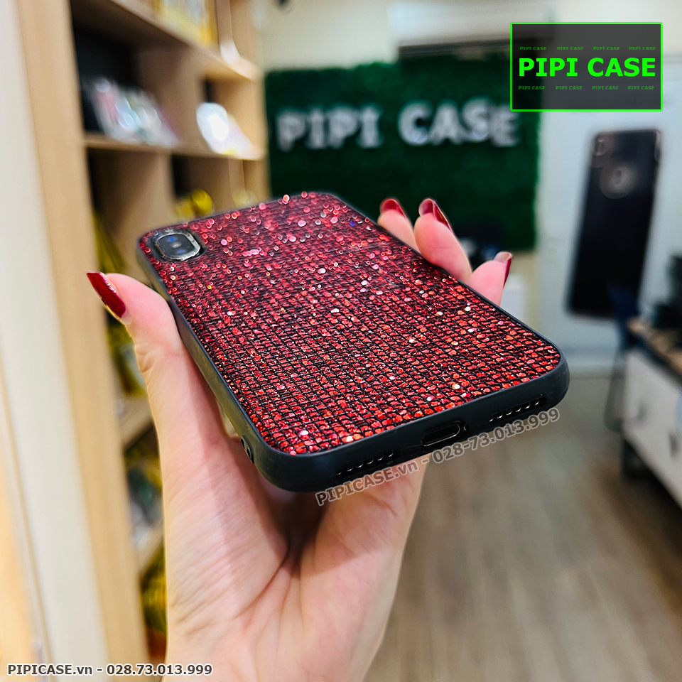 Ốp Lưng iPhone X / XS - Kim Tuyến - Đỏ