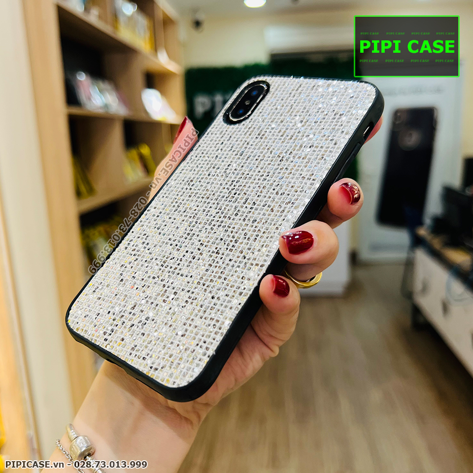 Ốp Lưng iPhone X / XS - Kim Tuyến - Bạc