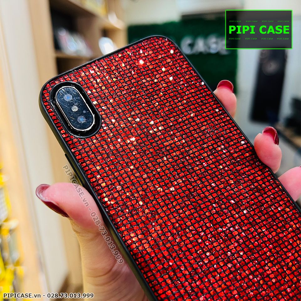 Ốp Lưng iPhone X / XS - Kim Tuyến - Đỏ