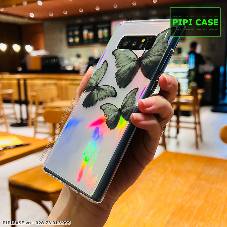 Ốp Lưng Samsung Note 8 - Butterfly 3 - Xanh Lá