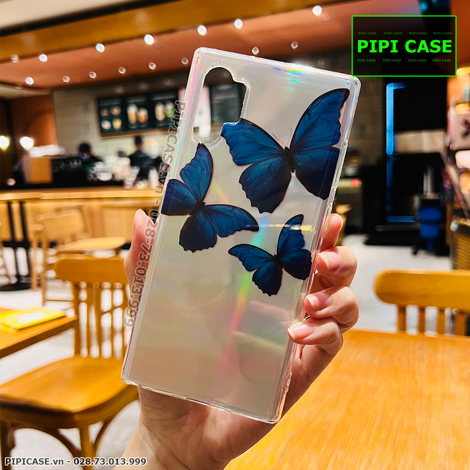 Ốp Lưng Samsung Note 10 Plus - Butterfly 3 - Xanh Dương